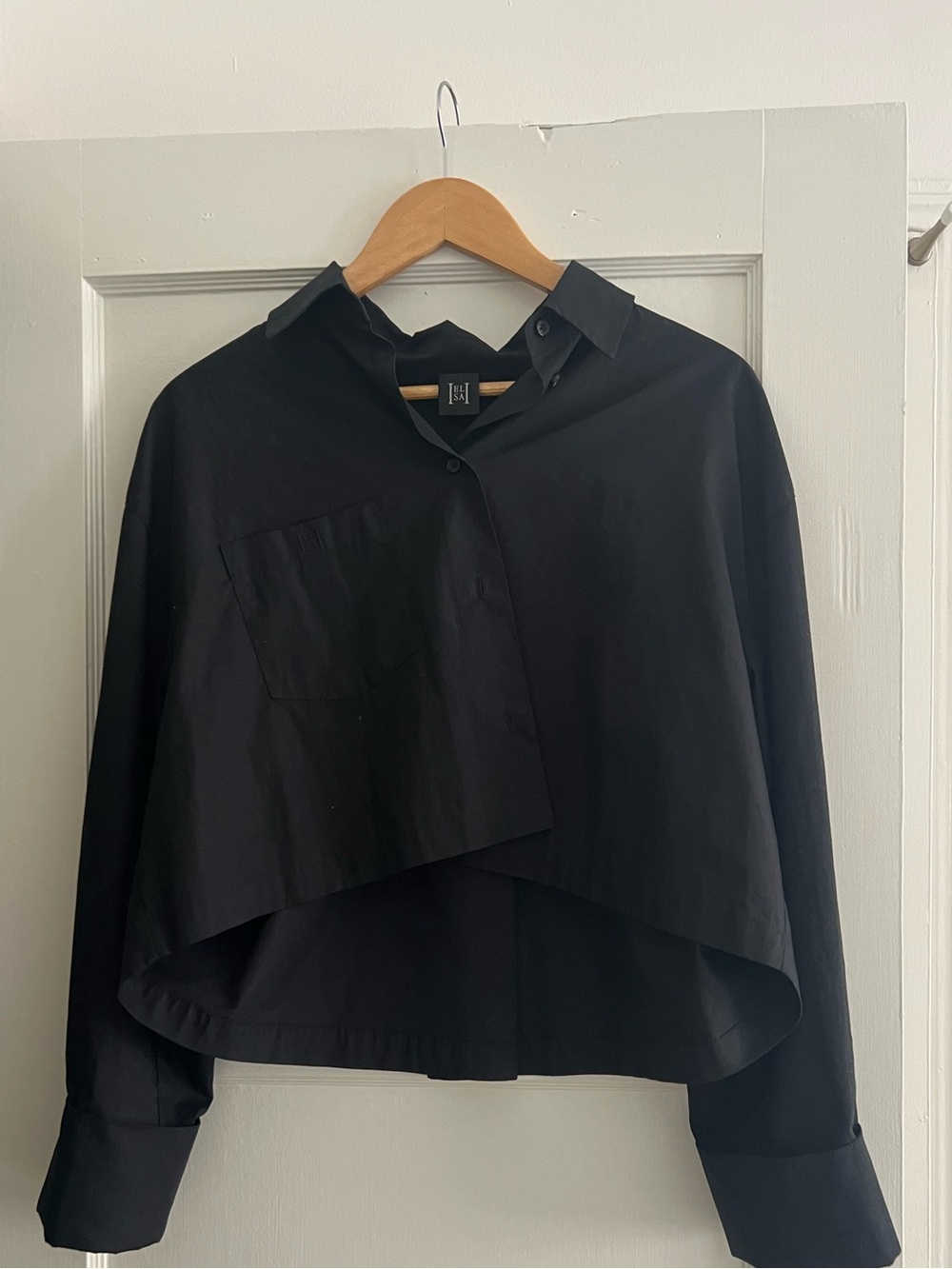 Helsa Cropped Cotton Poplin Button Down Blouse